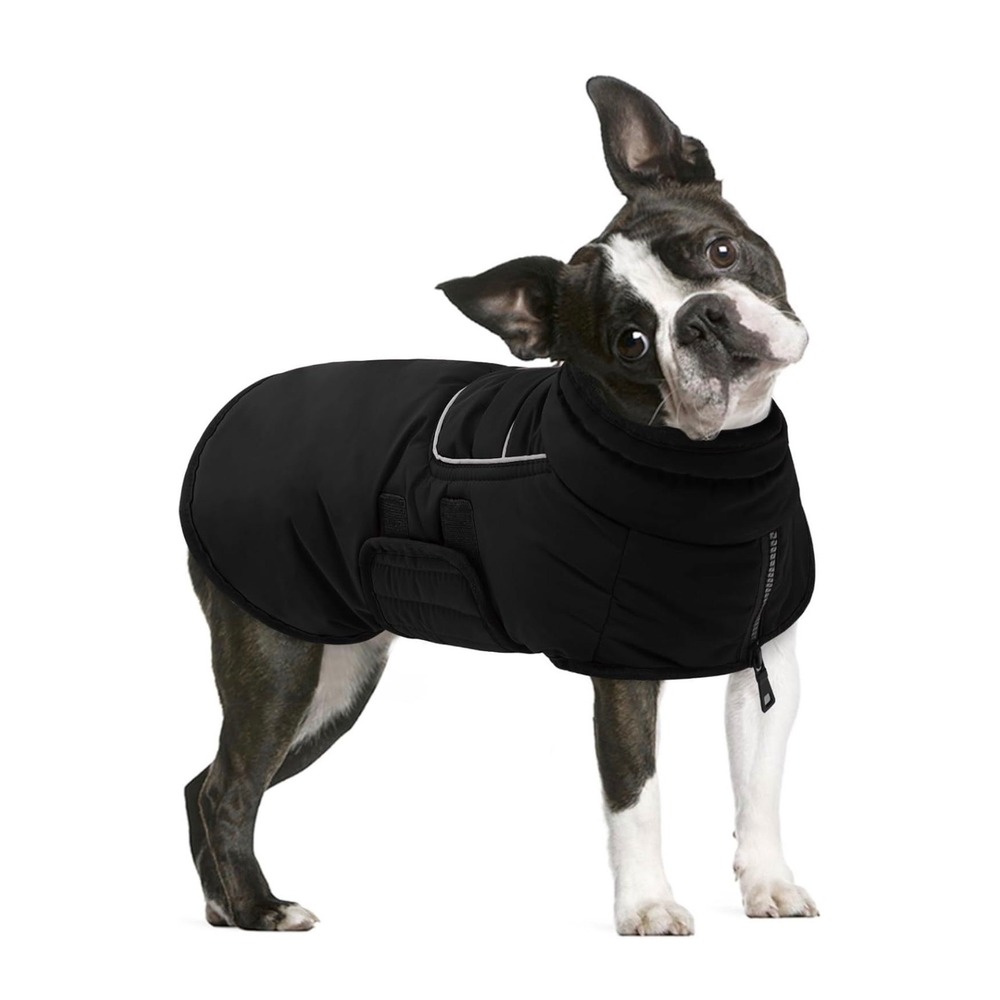 AOFITEE‎ Dog Winter Coat Waterproof Fleece Puffer Jacket Reflective Black Size L